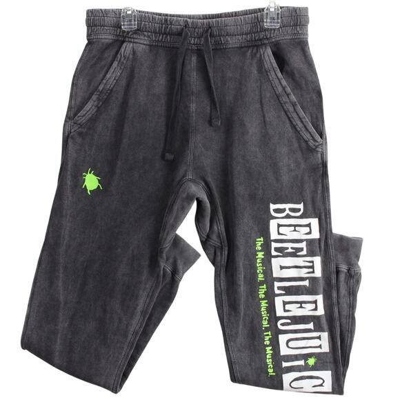 Beetlejuice Joggers Men’s Medium Relaxed Fit Charcoal Graphic Print Broadway - Picture 1 of 10